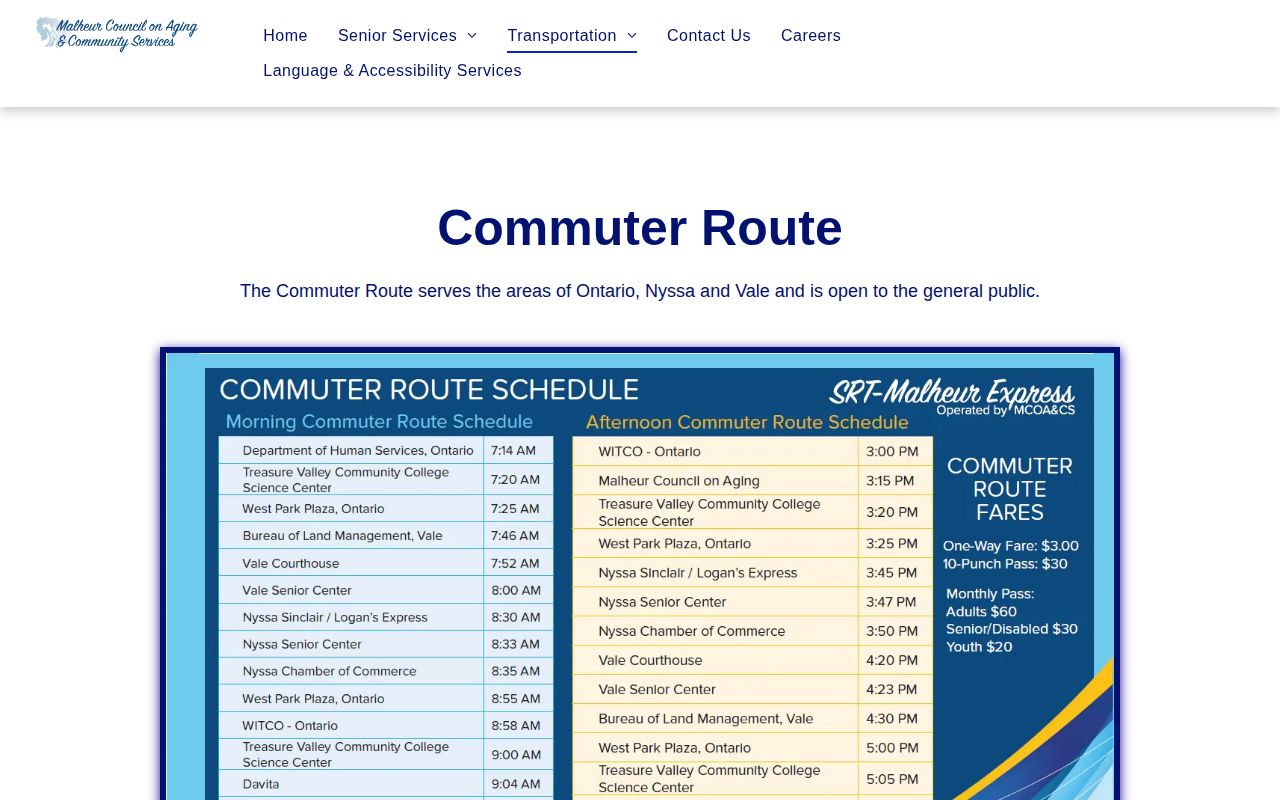 Public transport near Malheur County inmate release location