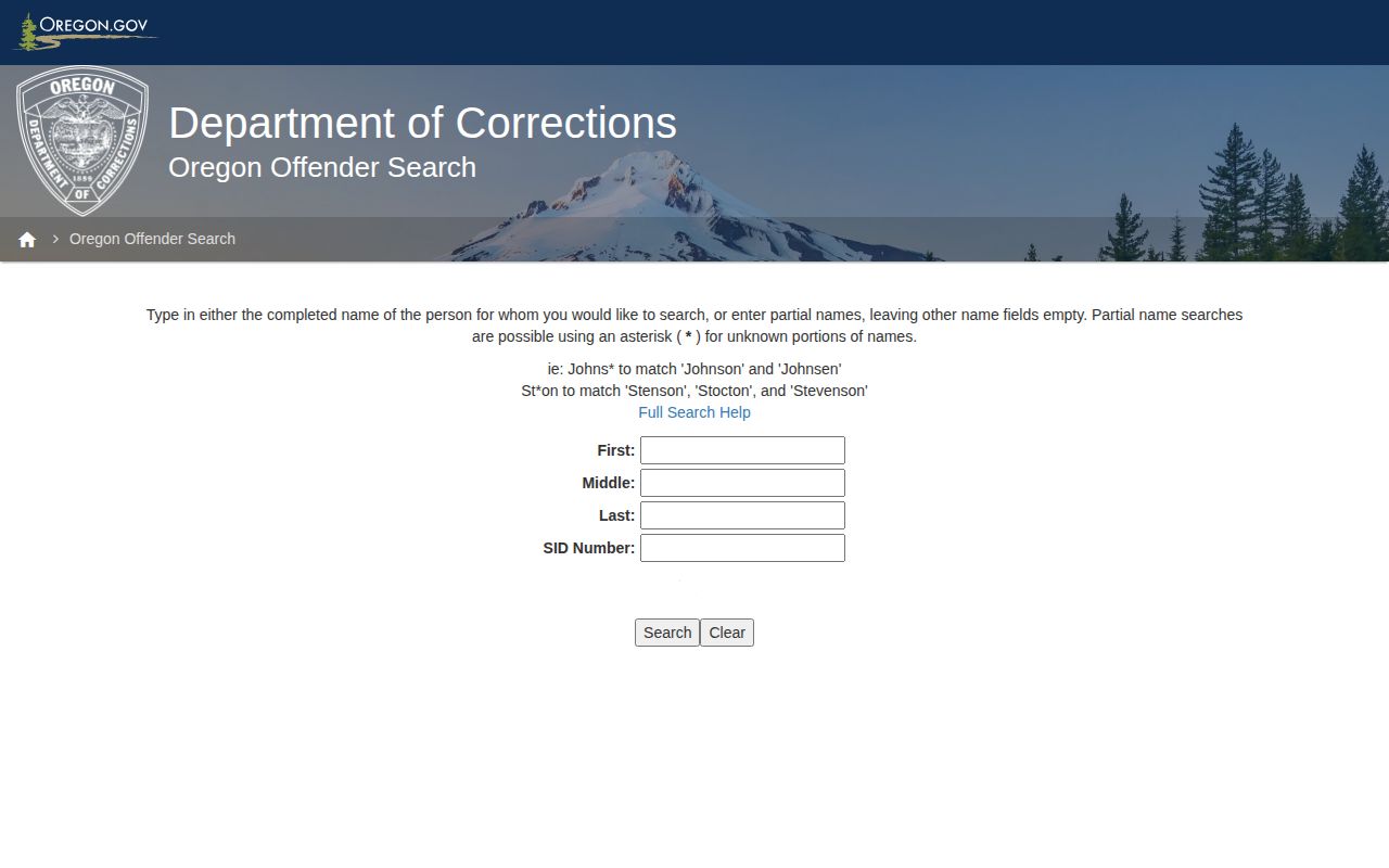 Oregon offender search fields for Malheur County released inmates